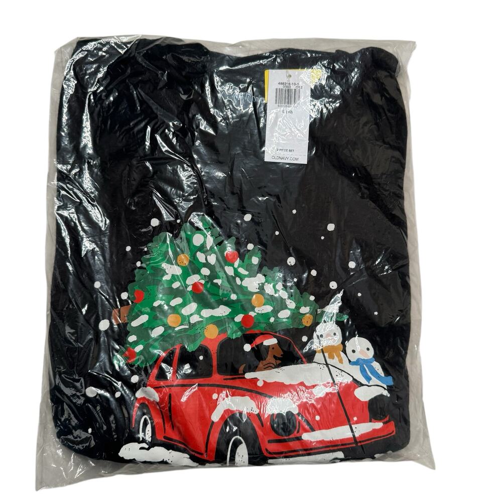 OLD NAVY *NEW* Holiday Pajama Set Size 10 Kids Beetle Tree Dog Snowman Black